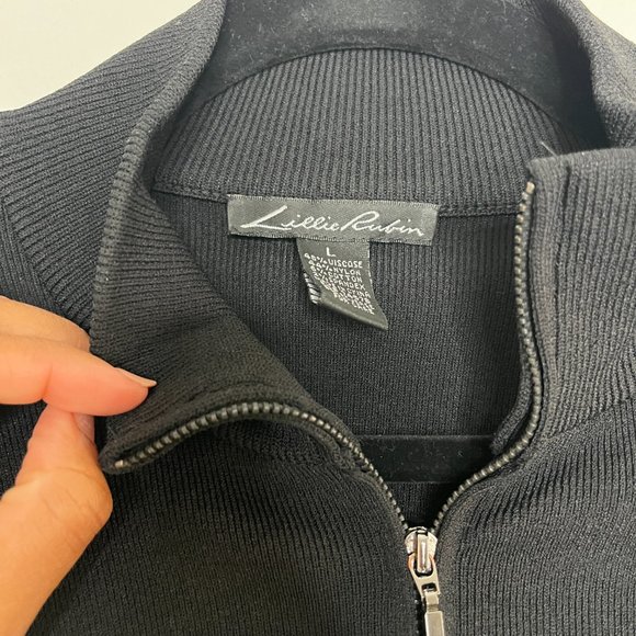 Lillie Rubin Full Zip Black Jacket Size Large - Picture 3 of 6